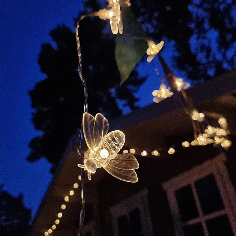 🌞 Solar Bee String Lights 33ft / 10M, 50 LEDs