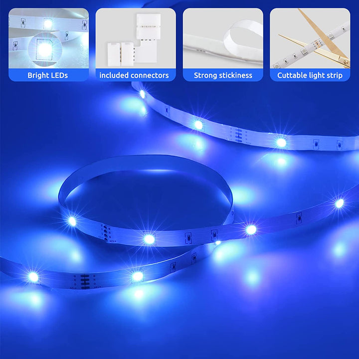 Colorful RGB LED Strip Lights with Remote Control and Music Sync for Home Theater, TV Backlighting and Gaming Setup